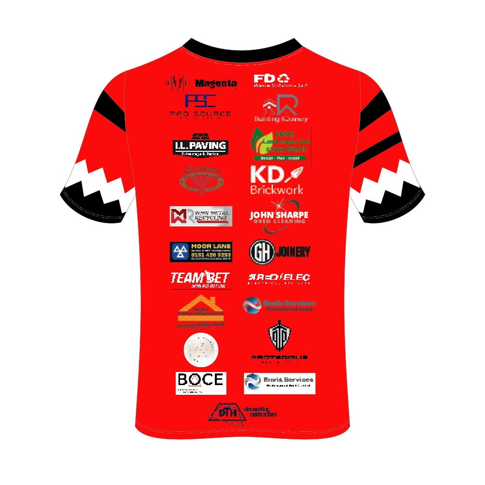 Widnes Masters V Neck Sponsor T-Shirt Red